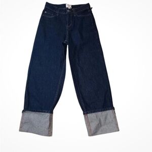 Kate Spade New York Blue Ankle Cropped, Wide Cuff Jeans, size 4